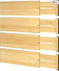BAMEOS Bamboo Expandable Drawer Dividers – Fits 12.2"–17" Drawers, Sock Drawer by BAMEOS