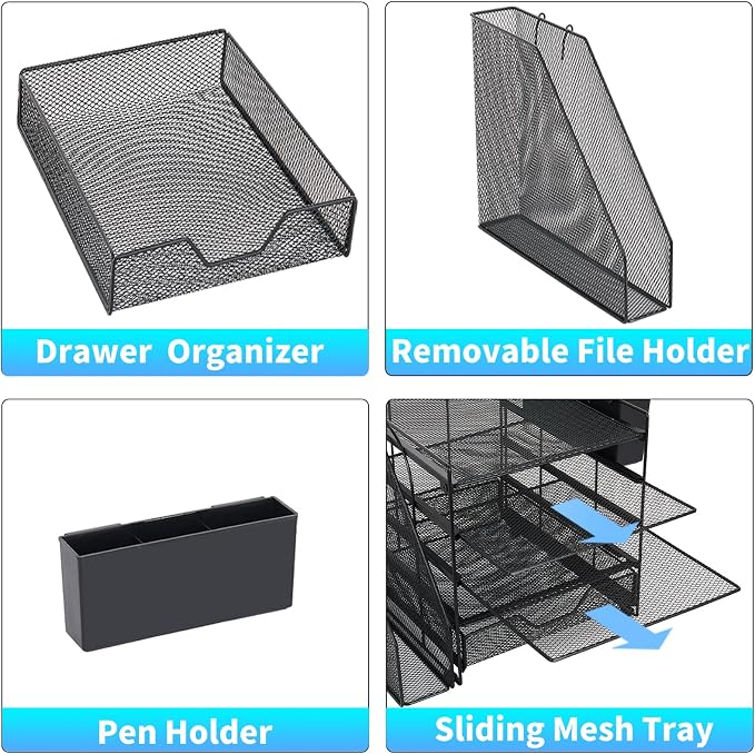 Desk Organizers and Accessories, 5-Tier Paper Letter Tray Organizer - Image 3