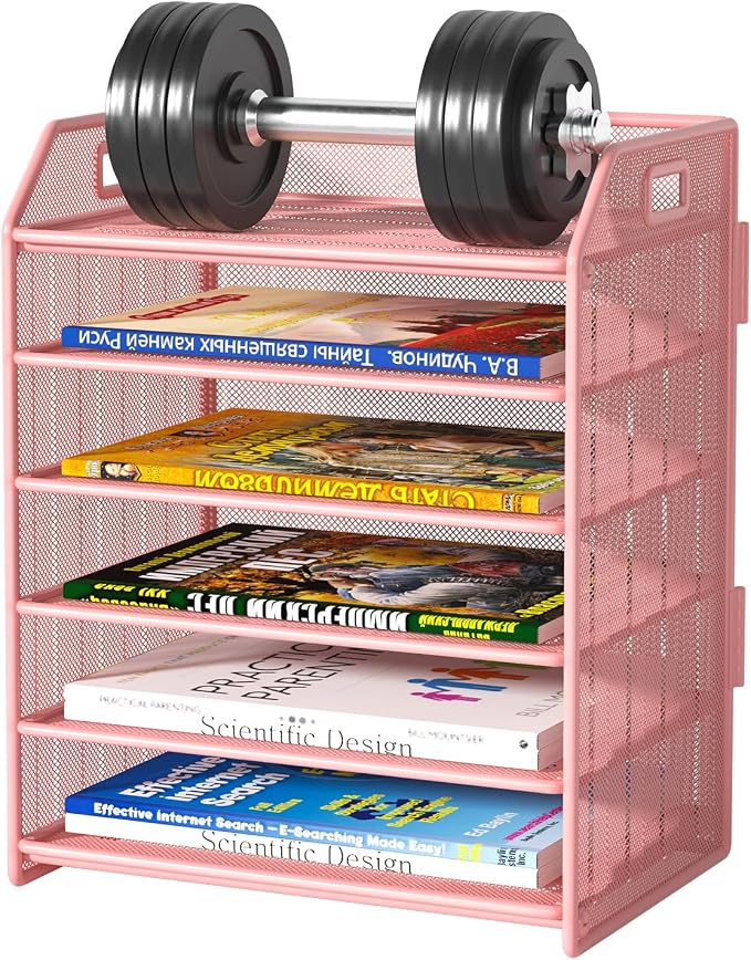 6 Tier Paper Organizer Letter Tray, Metal Mesh Paper Tray Organizer by FANXIYQ