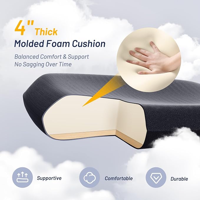 Office Desk Chair for Long Hours & Lower Back Pain Relief – 4“ Thick Molded - Image 5