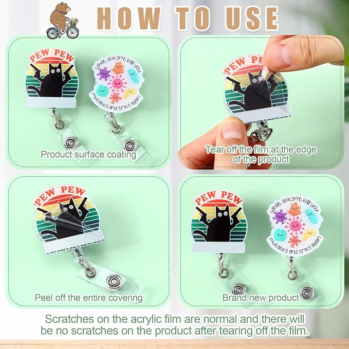 Feifeiya 24 Pcs Funny Badge Reel Nurse Cute Retractable Name ID Clip Badge - Image 5
