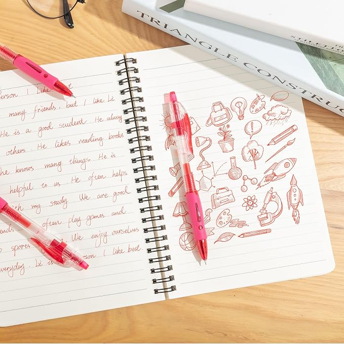 M&G 12Pcs Gel Pens, 0.5mm Red Ink Gel Pens Fine Point, Quick Dry Gel Ink Pens - Image 6
