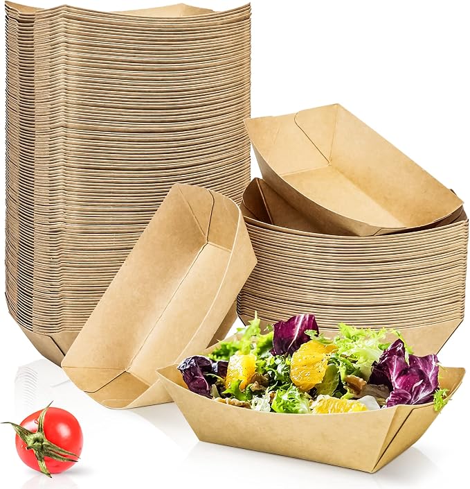 180 Pack 1/2 lb Disposable Kraft Food Paper Trays, Small Eco-Friendly Paper - Image 7