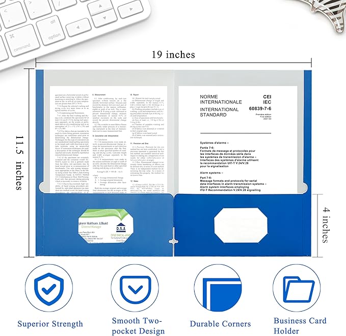 Zzrywuty File folders with Pockets, 100 Pack Paper Folders with Card Slot - Image 2