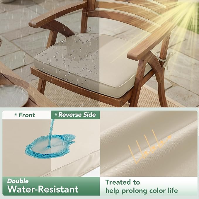 Outdoor Chair Cushions Set of 2: Waterproof & Fade Resistant Patio Furniture - Image 3