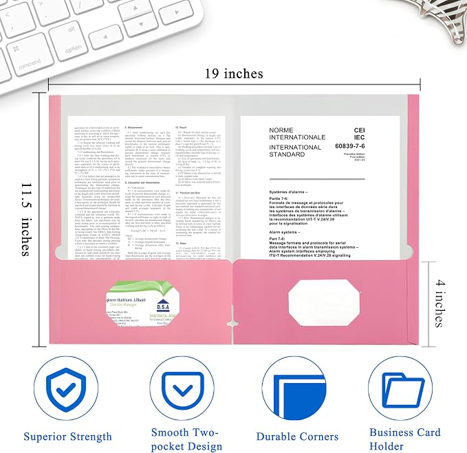 Zzrywuty File folders with Pockets, 50 Pack Paper Folders with Card Slot - Image 2
