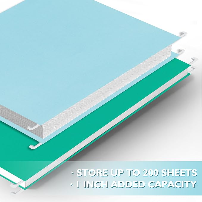 25 Packs Hanging File Folders, Light Blue Hanging File Folders Letter Size - Image 4