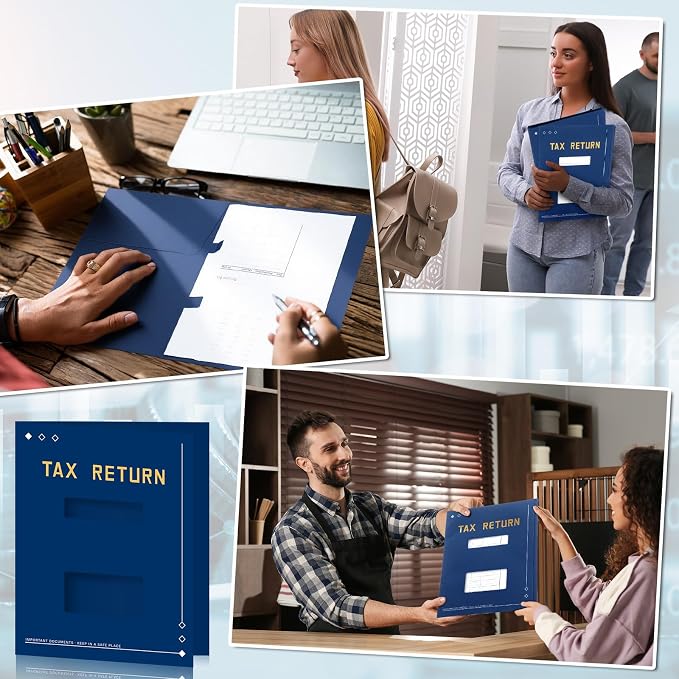 Mooliwe 100 Pcs Blue Tax Return Folders Bulk 9 x 11.25 Inches Income Tax - Image 5