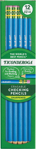 Ticonderoga Erasable Checking Wood-Cased Pencils, Pre-Sharpened by Ticonderoga