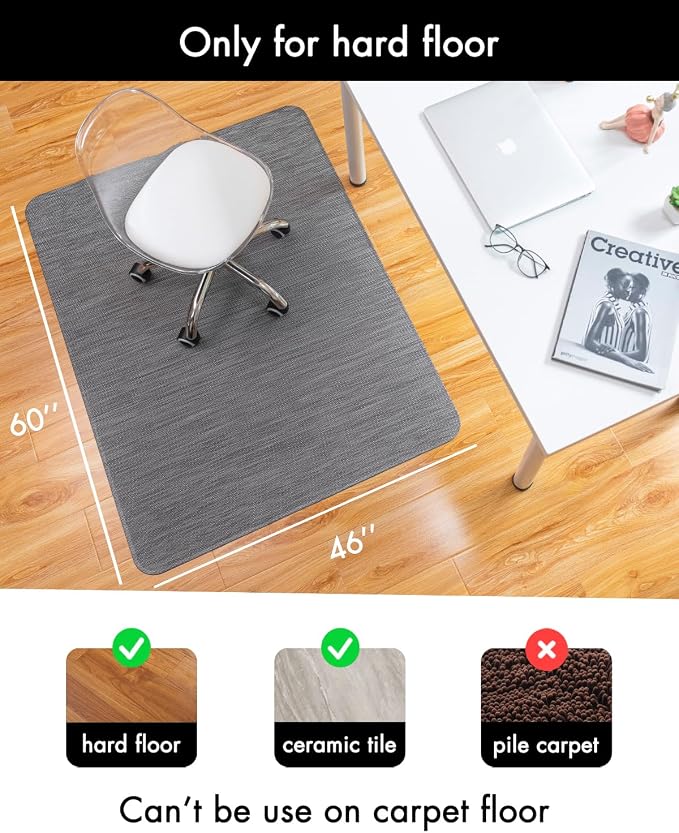 BARoyal Office Chair Mat for Hardwood Floor Under Desk Computer Rolling Chair - Image 3