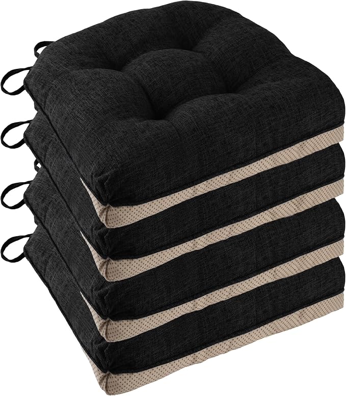 Non Slip Chair Cushions for Dining Chairs Set of 4 Kitchen Chair Cushions by FlyGulls