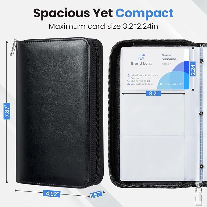 Sooez Zip-Enclosed Business Card Holder Organizer, Professional Credit Card - Image 3