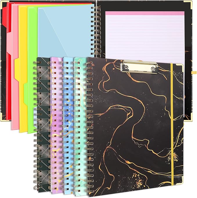 Clipboard Folio with Refillable Notepad, 5 Dividers with 10 Pockets Storage by SFLHHDM