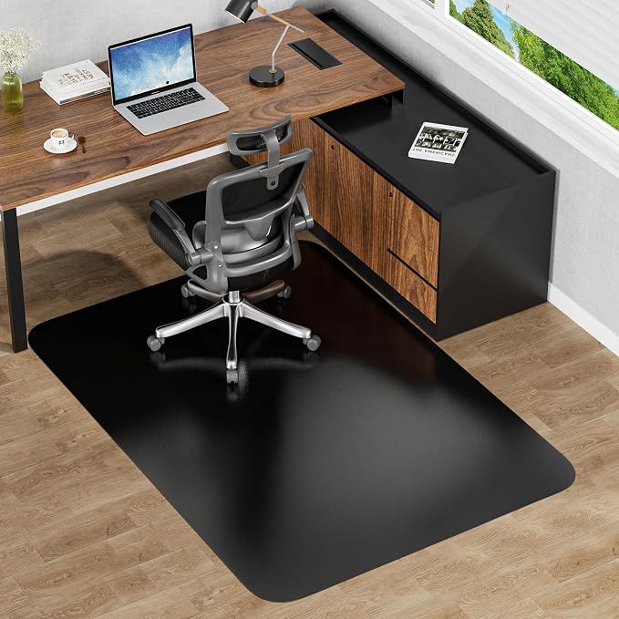 Black Office Chair Mat for Hardwood Floors 48" x 60", Heavy Duty Floor by MZLCDW