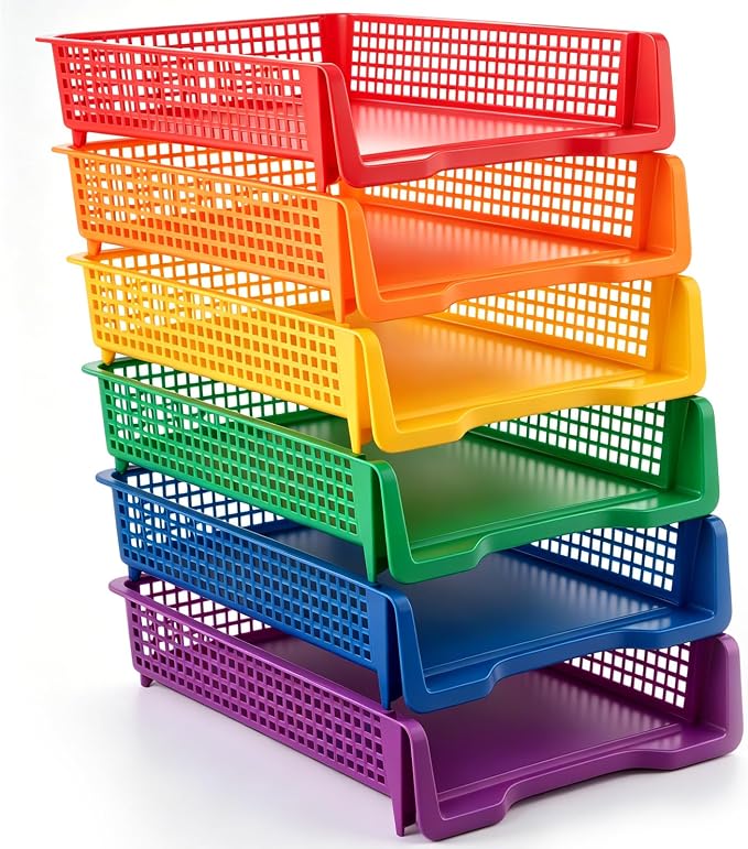 Geetery Set of 6 Turn in Trays Classroom Plastic Trays by Geetery