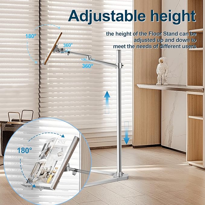 Bookstand, Rotating Holder for Laptop/Tablet/Phone, 2 Spring Clips - Image 2