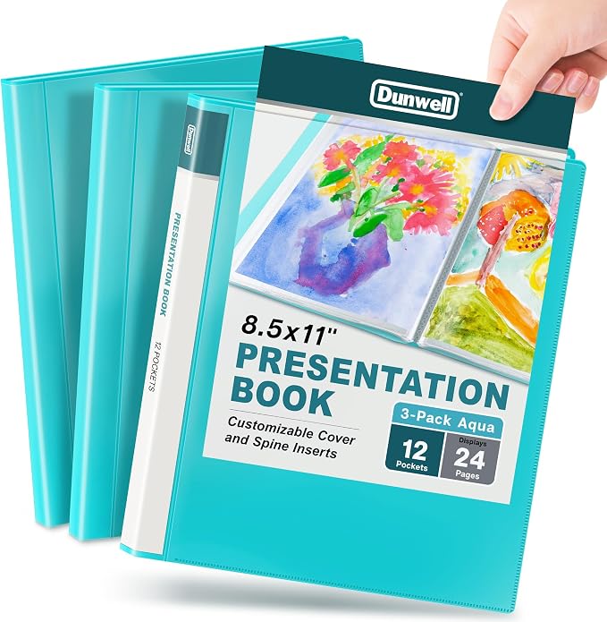 Dunwell Presentation Binder 12-Pocket, Displays 24 Pages, 8.5x11 Portfolio by Dunwell