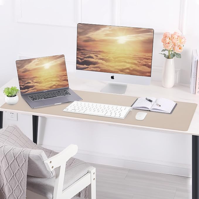 AFIING Leather Desk Mat, 31.5" x 17", Desk pad Protector | Dual-Sided Cork & PU - Image 6