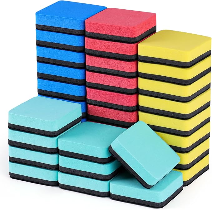 XKDOUS 35 Pack Dry Erase Eraser, Magnetic Whiteboard Eraser Bulk, Small White by XKDOUS