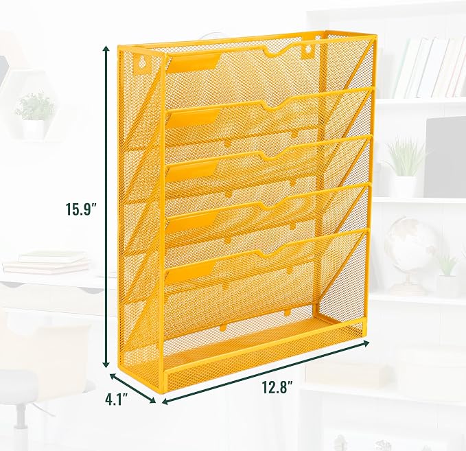 EASEPRES 6 Tier Mesh Hanging Wall File Organizer, Desk Vertical Mail Paper - Image 2