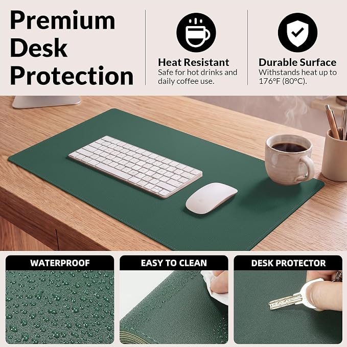 AFIING Cork Desk Mat, Dark Green, 23.6" x 13.7", Desk Pad Protector | - Image 4