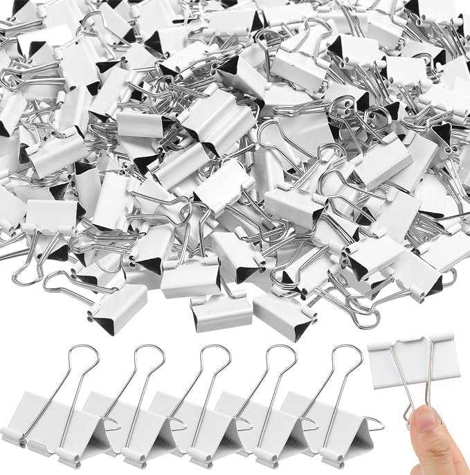 Jetec 100 Pack 1in/25mm White Metal Binder Clips Bulk Medium Reusable Fold Back by Jetec
