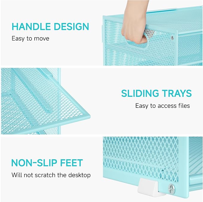 Lavatino 3-Tier Letter Tray Desk Organizer, Mesh Metal Paper File Tray Organizer - Image 4