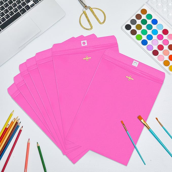 Geyee 100 Pcs Clasp Manilla Envelopes 9 x 12 Inch Gummed Colored Envelopes - Image 4