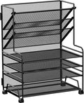MINDEPOT 4-Tier Paper Organizer + 3-Pocket File Holder + Drawer + Pen Holders by MINDEPOT