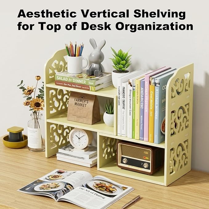 YGYQZ Adjustable Desktop Organizer Shelf – Space-Saving Desk Shelves & Desktop - Image 2