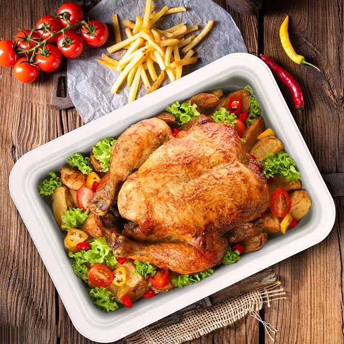 50 Pack 14 Inch Disposable Food Trays, Heavy Duty Large Paper Plates - Image 3