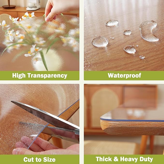 OstepDecor Frosted Clear Table Cover Protector 54 x 54 Inch, 1.5mm Thick - Image 4