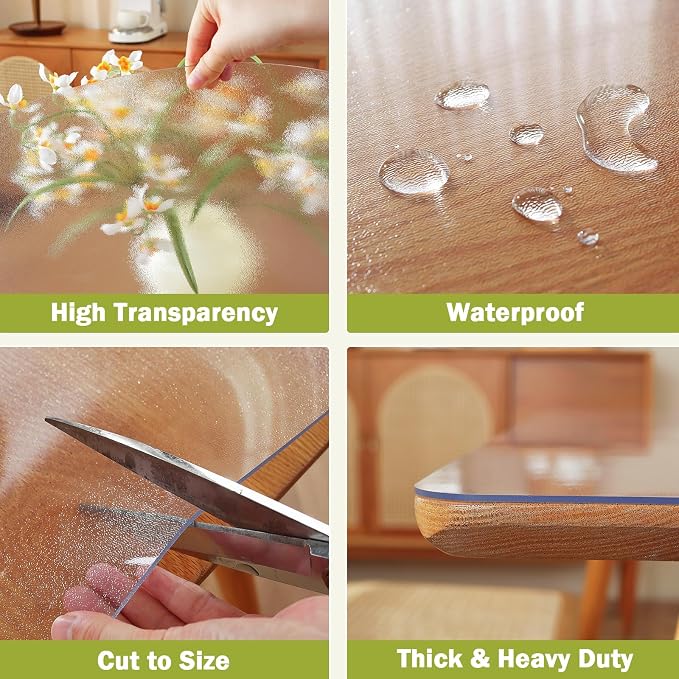 OstepDecor Frosted Clear Table Cover Protector 38 x 84 Inch, 1.5mm Thick - Image 5