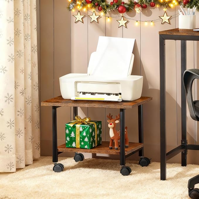 HOOBRO Printer Stand, 2-Tier Industrial Under Desk Printer Cart - Image 2