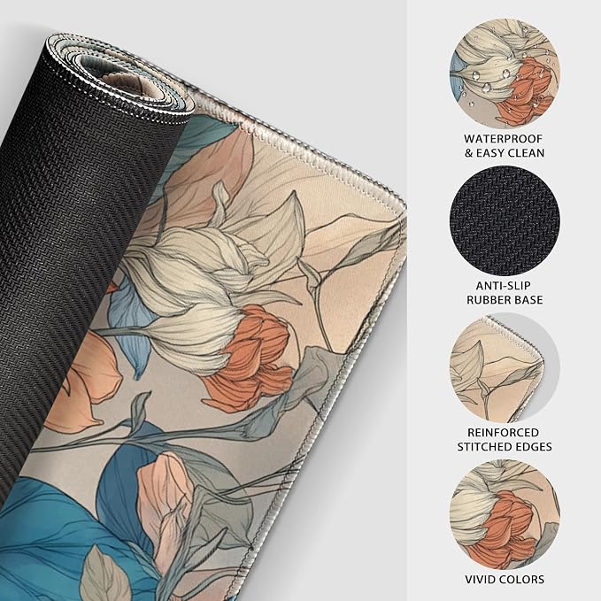Japanese Minimalist Floral Large Gaming Mouse Pad 31.5"x15.7"｜ Aesthetic Flower - Image 6