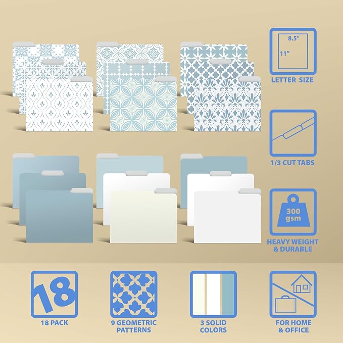 Better Office Products Decorative File Folders, 18 Pack Letter Size, Floral & - Image 3