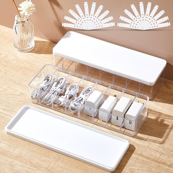 Tatuo 2 Pcs Cord Organizer for Drawer Desktop, Cable Organizer Box by Tatuo