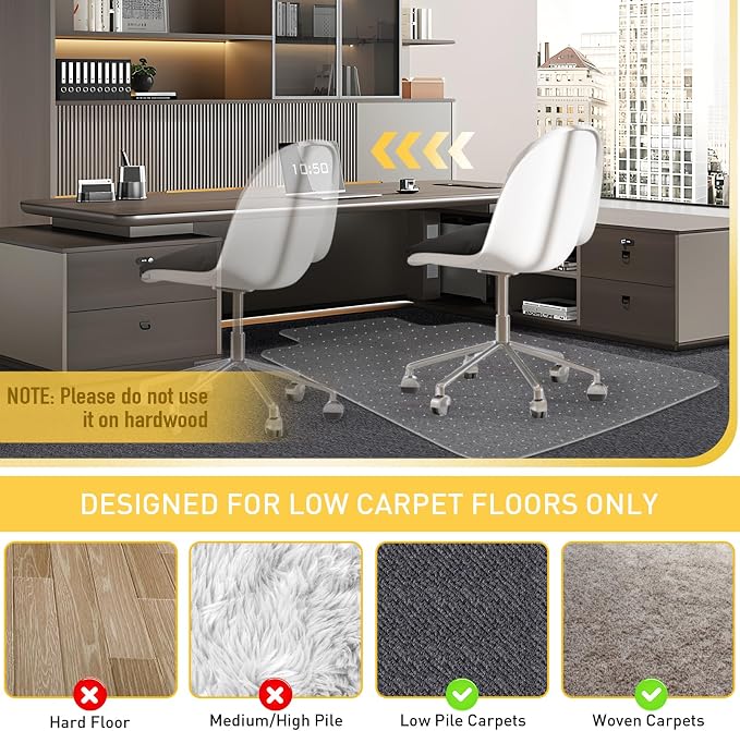 Heavy Duty Office Chair Mat for Carpet Floors & Desk Mat for Carpeted Floors - Image 6