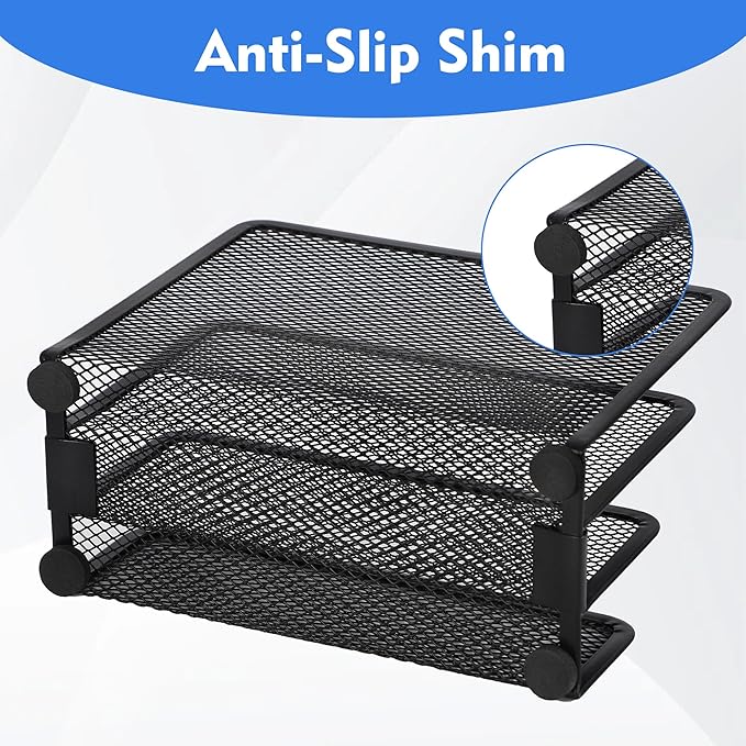 EASEPRES Desk Mail Organizer, Office Small Desktop Metal Mesh Envelope Letter - Image 4