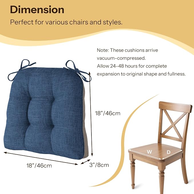 Non Slip Chair Cushions for Dining Chairs Set of 4 Kitchen Chair Cushions - Image 3