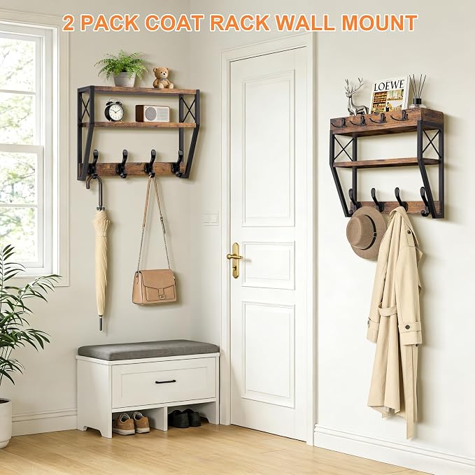 Upgraded 3-Tier Large Coat Rack Wall Mount - Image 5