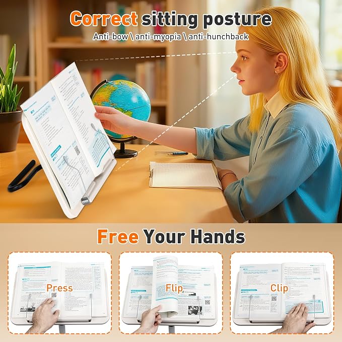 2-in-1 Floor Standing Book Stand, Foldable Book Holder - Image 6