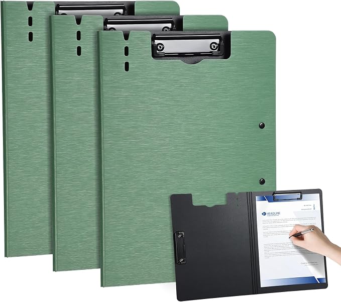 Clipboard Folder, with Dual Metal Clips, Embossed-Texture, Folding 360° Rotating by WORPSON