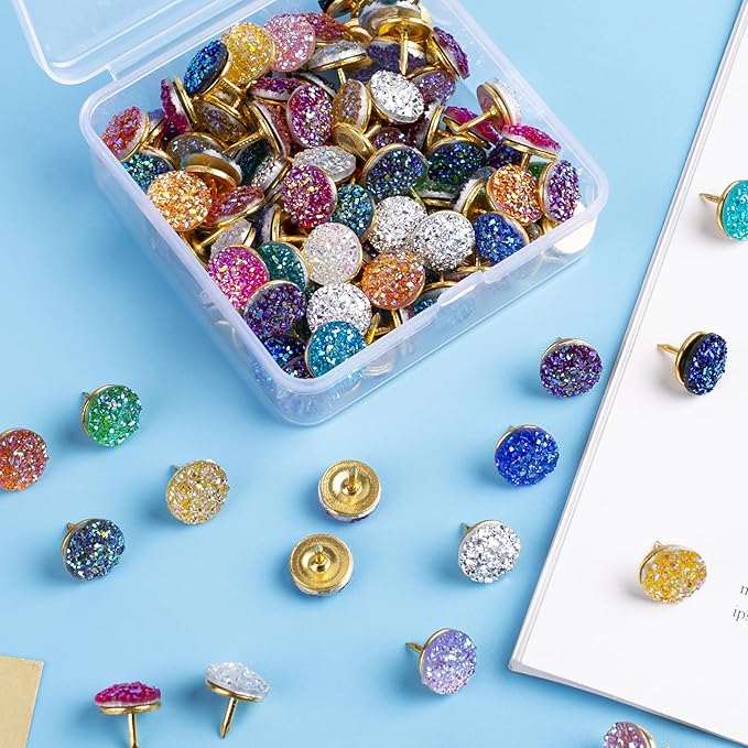 50Pcs Push Pins, Shiny Diamond Glitter Rhinestone Decorative Thumb Tacks - Image 7