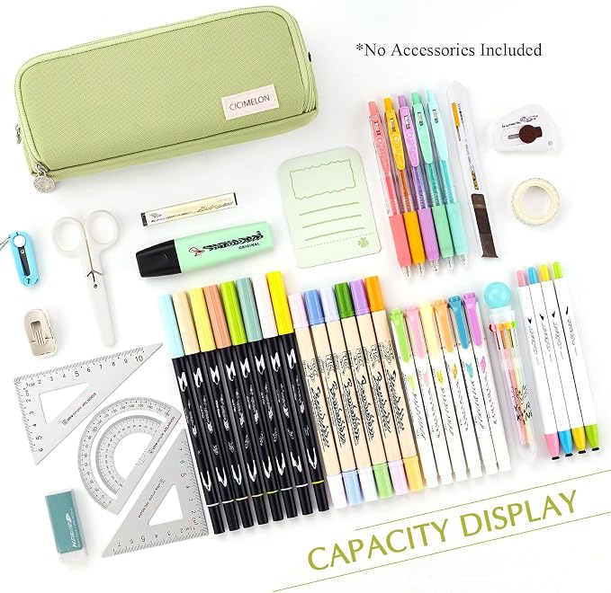 CICIMELON Large Capacity Pencil Case 3 Compartment Pouch Pen Bag - Image 4