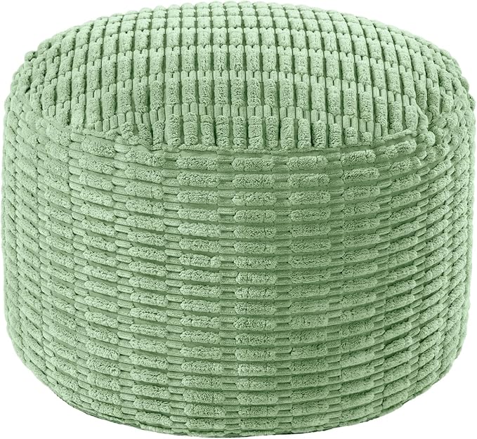 HOMBYS Unstuffed Ottoman Pouf Cover, Round Faux Fur Foot Stool, Fuzzy Chair by HOMBYS