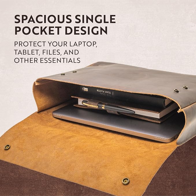 Moonster Leather Folder, Full Grain Leather File Folder Organizer Document - Image 4