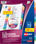 Avery A-Z Dividers for 3 Ring Binders, 26 Tabs per Set, Customizable Table of by Avery