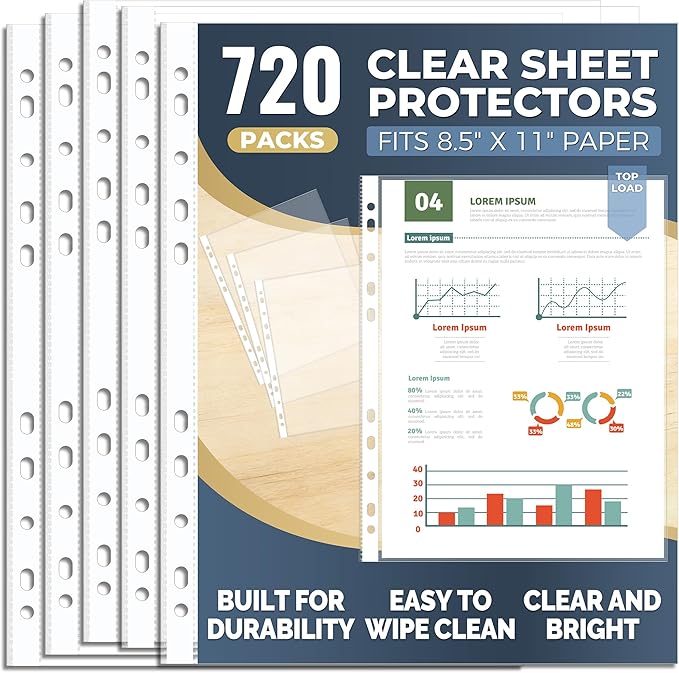 720 Pack Clear Sheet Protectors 8.5 x 11 Inch, Plastic Page Sleeves by Unknown