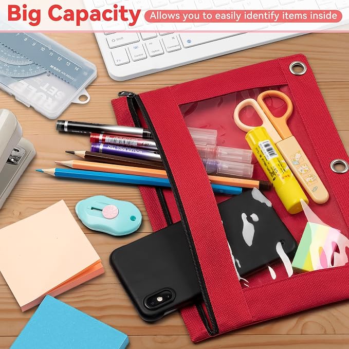 Pencil Pouch for 3 Ring Binder, Bulk 288 Pack 3-Holes Zipper Pencil Pouches in - Image 3